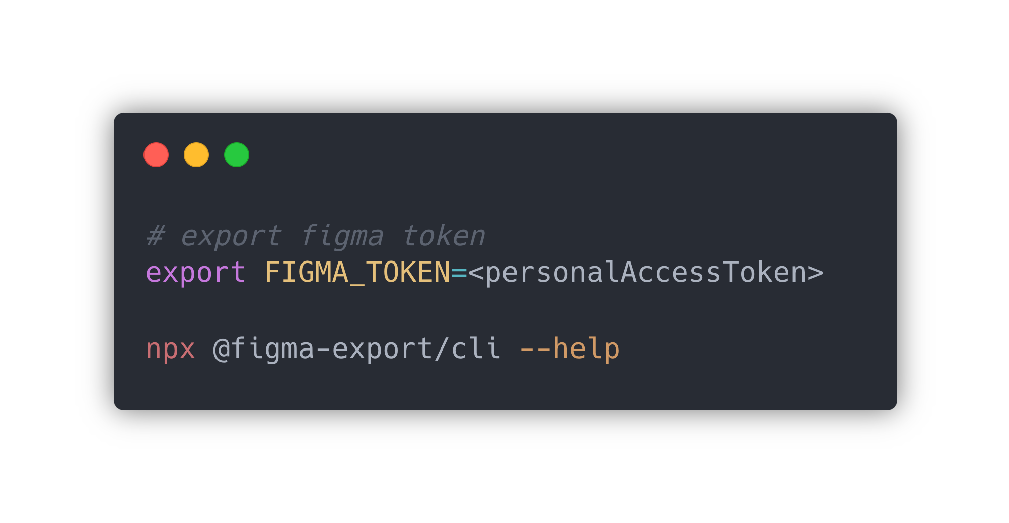 Shell - npm install @figma-export/cli